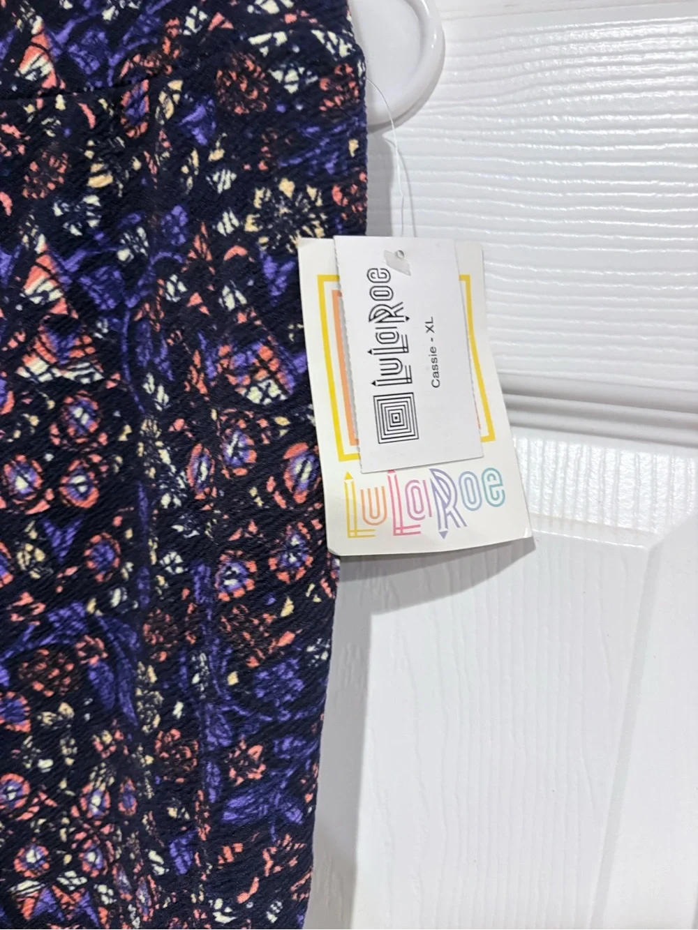 LuLaRoe Navy Floral Pencil Skirt with Purple & Pink Accents